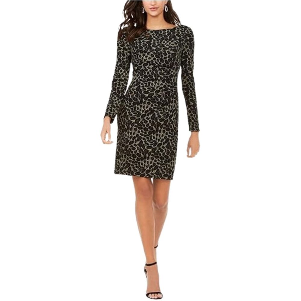New w Tags, Vince Camuto Form Fitting Glitter Animal Print Dress Size 10